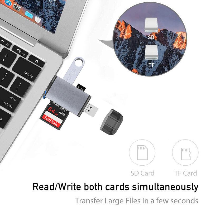 Lector de tarjetas Micro SD, lector de tarjetas USB 3,0, adaptador Micro SD 2,0 para unidad Flash, lector de tarjetas de memoria inteligente tipo C