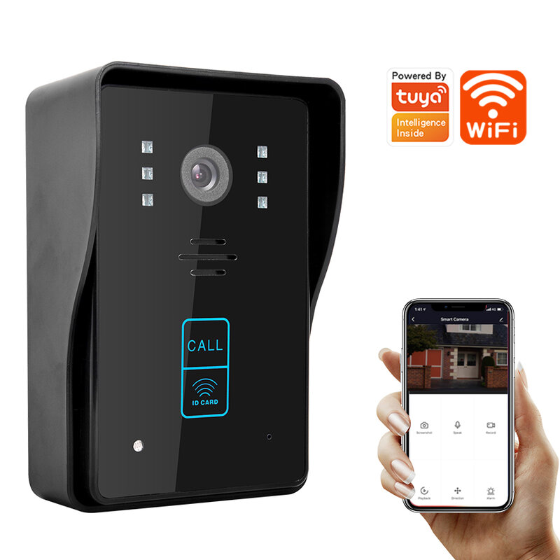 Wifi video doorbell Tuya APP intercom unlock video mobile tracer night vision swipe card 1080P