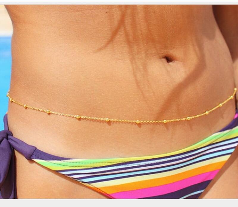 Sexy Vintage Belly Chain Thin Beads Link Body Chain Waist Chain Belt Streetwear Summer Women Fashion Body Jewelry S2151