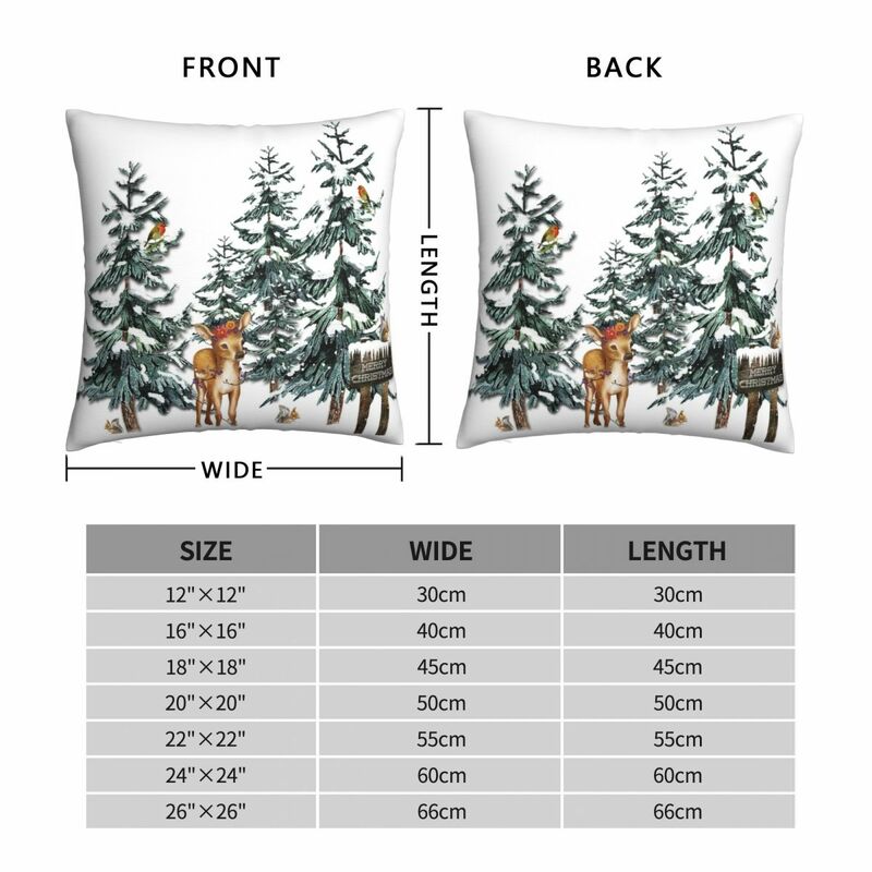 Christmas Winter Forest Deer Pillowcase Polyester Linen Velvet Creative Zip Decor Pillow Case Sofa Cushion Cover Wholesale 18"