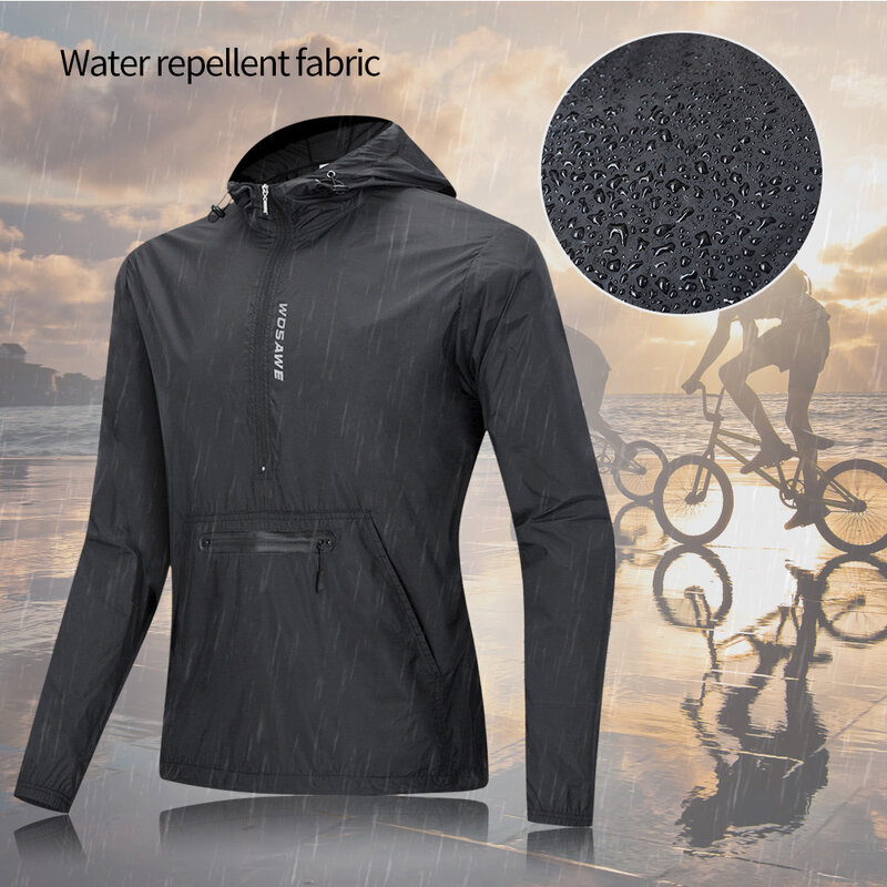 WOSAWE – veste de cyclisme à capuche pour homme, imperméable, réfléchissant, coupe-vent, M-3XL