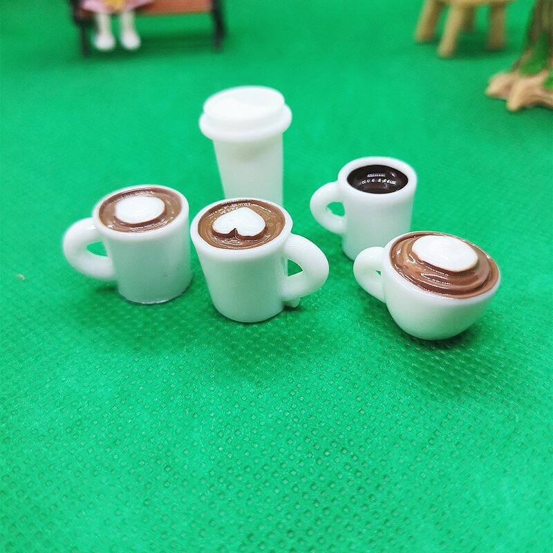 100pcs 1:12 인형 집 장식 액세서리 미니 음식 커피 음료 아이스크림 와인 컵 병 바비 인형 DIY