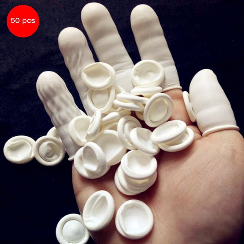 50 buah 100 buah/set sarung tangan ekstensi alis riasan sekali pakai desain praktis sarung jari anti-statis lateks alami