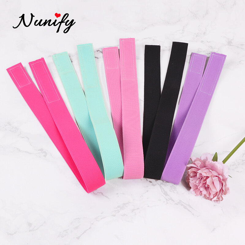 Banda elástica para pelucas con extremos de Velcro, accesorio de 3Cm de ancho, color rosa y morado, para poner peluca y bufanda, 60Cm de ancho