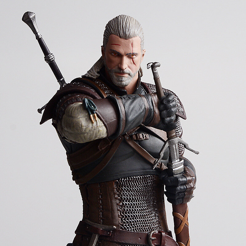 25cm Wicher 3 salvaje caza Geralt de Rivia PVC figura de acción colectiva caballo oscuro Deluxe llavero modelo de juguete