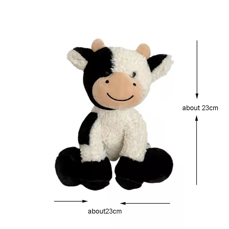 23cm bonito sentado leite vaca dos desenhos animados brinquedo de pelúcia novo design realista gado plushie boneca kawaii decoração do quarto brinquedos recheados para crianças