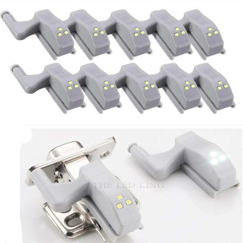 10 Uds LED de bajo luz con batería Smart Touch Universal bisagra de armario lámpara Sensor de luz de la noche para armario