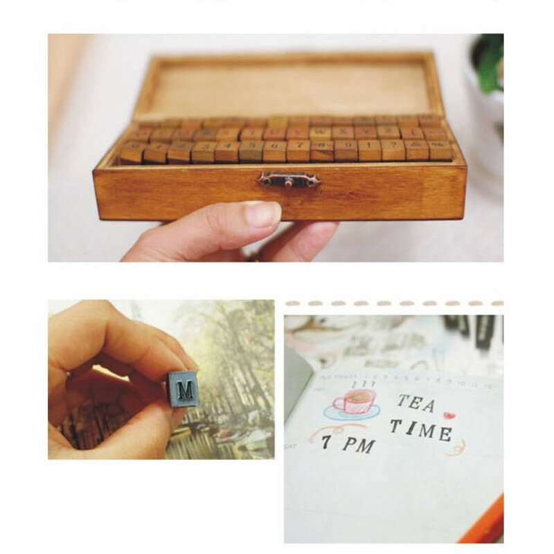 2 cajas de sellos cursivos con letras mayúsculas y minúsculas y números, sellos decorativos