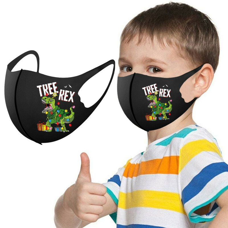 1 pçs crianças meninos meninas rosto máscara capa máscara boca preto lavável dinossauro ajustável dos desenhos animados adorável máscara capa mascarilla