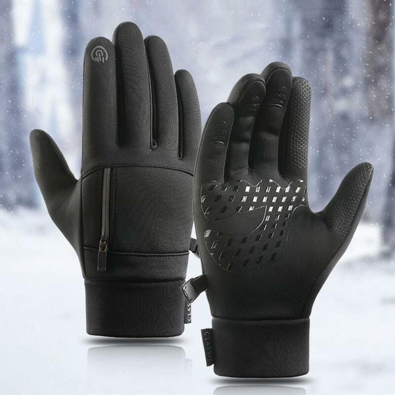 1 Pair Practical Anti-slid Warm Gloves Warm-keeping Windproof Fabric Sport Gloves for Unisex