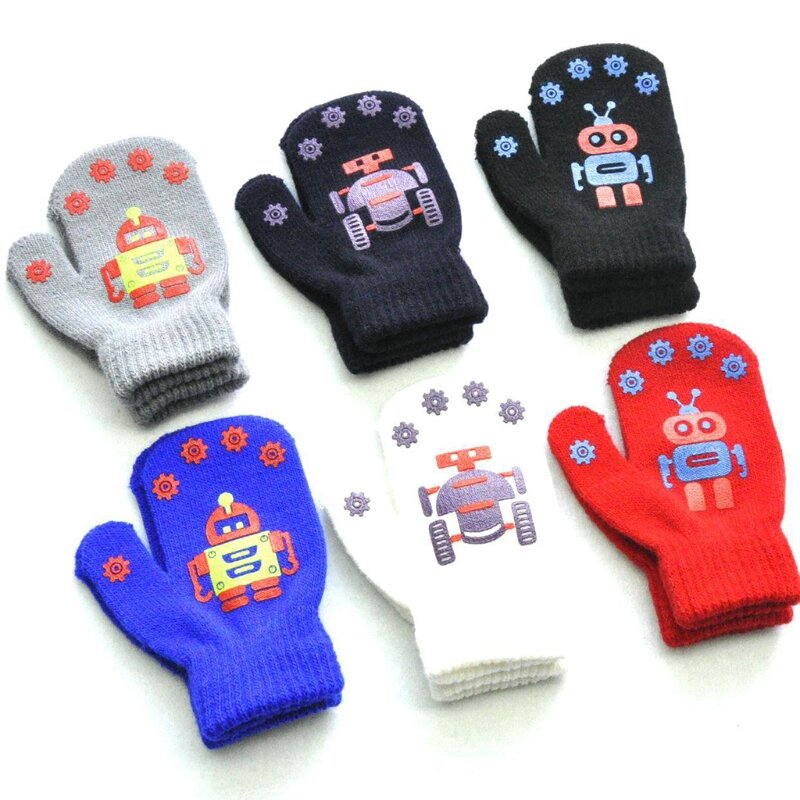 1 par de niños bebé invierno cálido guantes suave elástico guantes con dedos completos para 1-4 años los niños y niñas de conducción al aire libre guantes