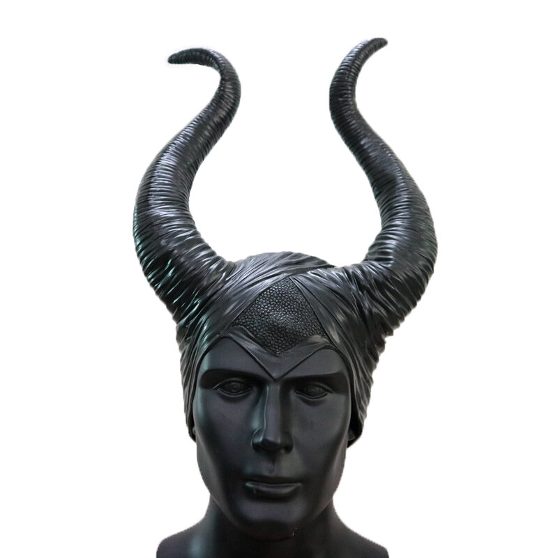 Maleficent Witch Horns Hat Cosplay Headgear Horns Hat Black Queen Halloween Party Mask
