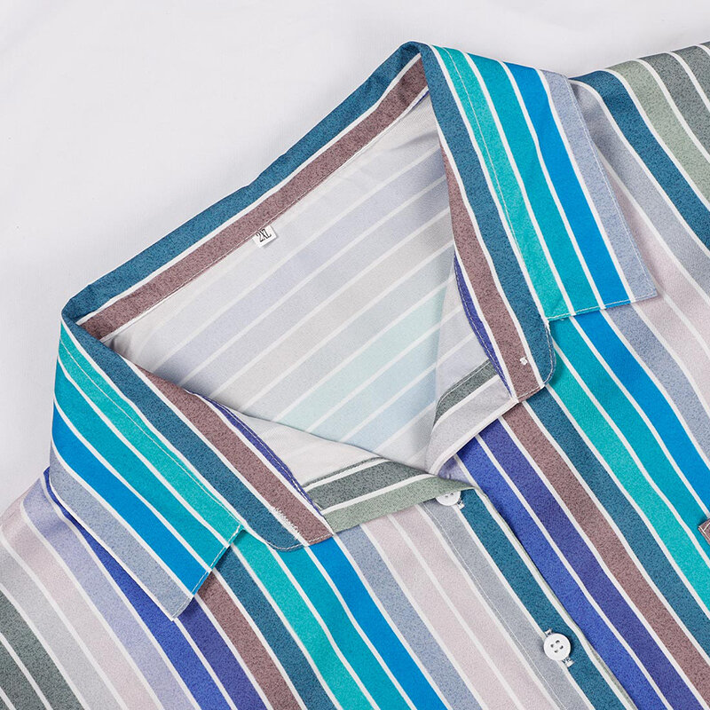 Summer Plus Size 3XL Tops Women Shirt Short Batwing Sleeve Turn-down Collar Women's Shirts 2020 Casual Button Striped Print Top