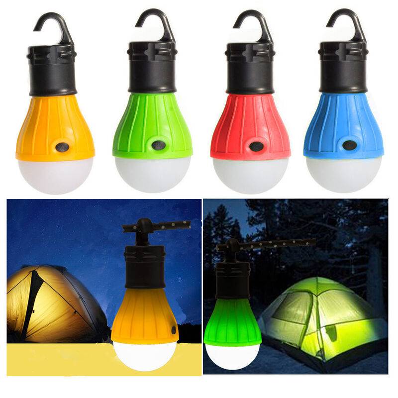 Bombilla LED portátil para acampar, luz de emergencia con gancho colgante, linterna impermeable para tienda de campaña