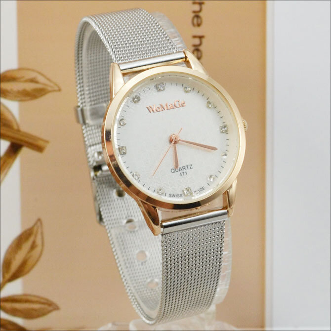 นาฬิกาผู้หญิงแฟชั่นลำลองสำหรับผู้หญิงสายสแตนเลสนาฬิกาควอตซ์ตาข่าย reloje mujer relogio feminino hodinky