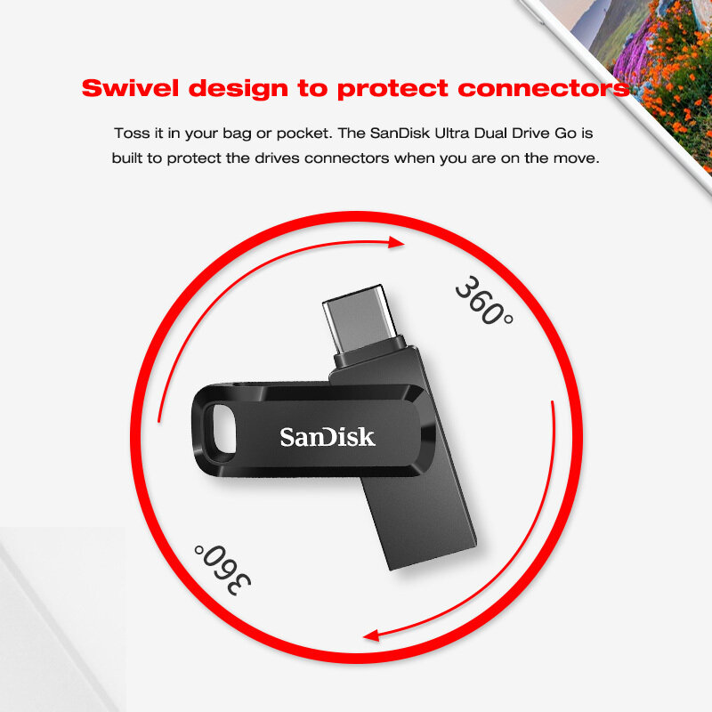 Sandisk Dual OTG SDDDC3 USB 3.1 Type-C 펜 드라이브 256GB 128GB 64GB 32GB USB 스틱 플래시 유형 C 메모리 저장 장치 (스마트 폰/PC 용)