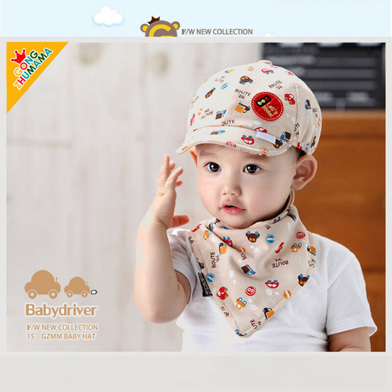 Princesa mãe coreano chapéu das crianças primavera menino triângulo toalha 2 peça conjunto verão boné de beisebol chapéu do bebê