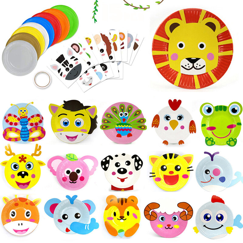 Dierlijk Papier Bord Kunst Kits Kids Diy 3d Dieren Ambachtelijke Sticker Kaart Project Onderwijs Benodigdheden Kleuter Peuter Jongens Meisjes