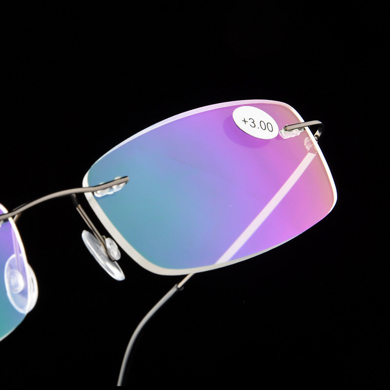 Elbru-gafas de lectura ultraligeras para hombres y mujeres, anteojos de lectura sin montura de titanio con memoria TR90, presbicia + 1,0 + 1,5 + 2,0 a + 3,5 + 4,0
