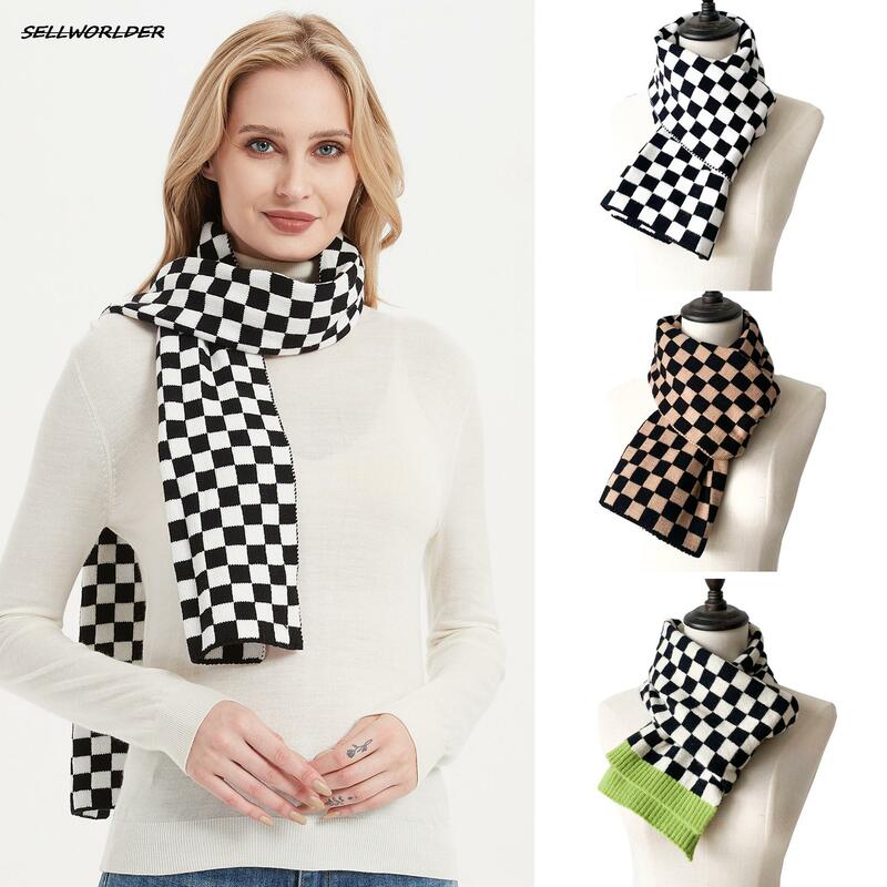 NEW Women Black and white checkerboard plaid scarf Winter Scarf Warm Fashion Scarves & Wraps 150*21