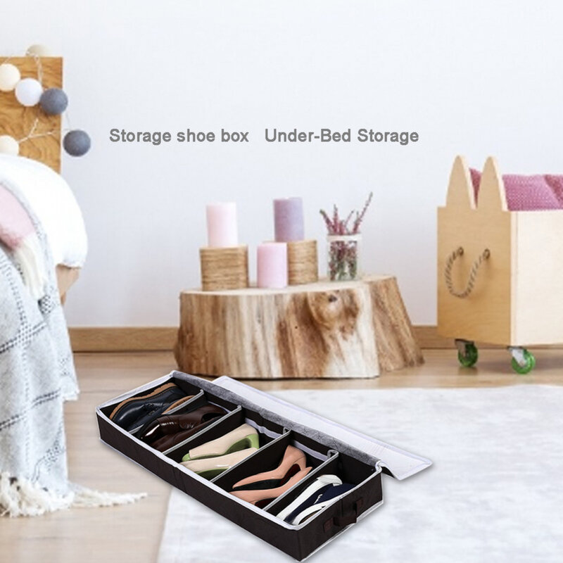 Folding Visible Shoe Box Multi-function Clothes Shoe Boots Organizer Box With Partition Home Bed Bottom Shoes Storage Cases