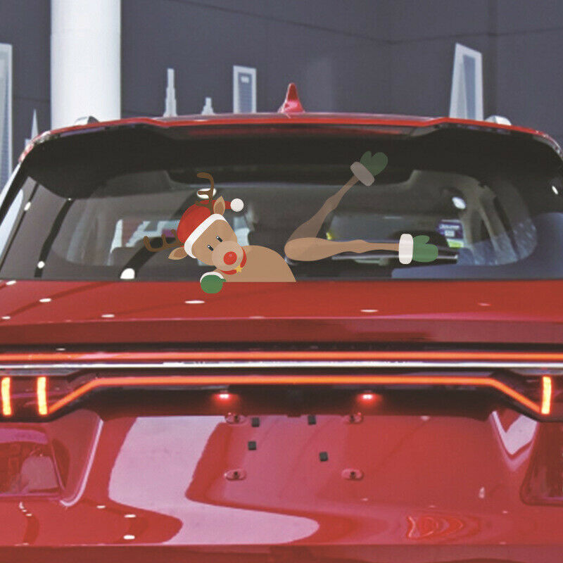 Natale babbo natale Elk Xmas novità Sticker per auto parabrezza posteriore tergicristallo decalcomanie per finestre Car Styling decorazione ornamenti