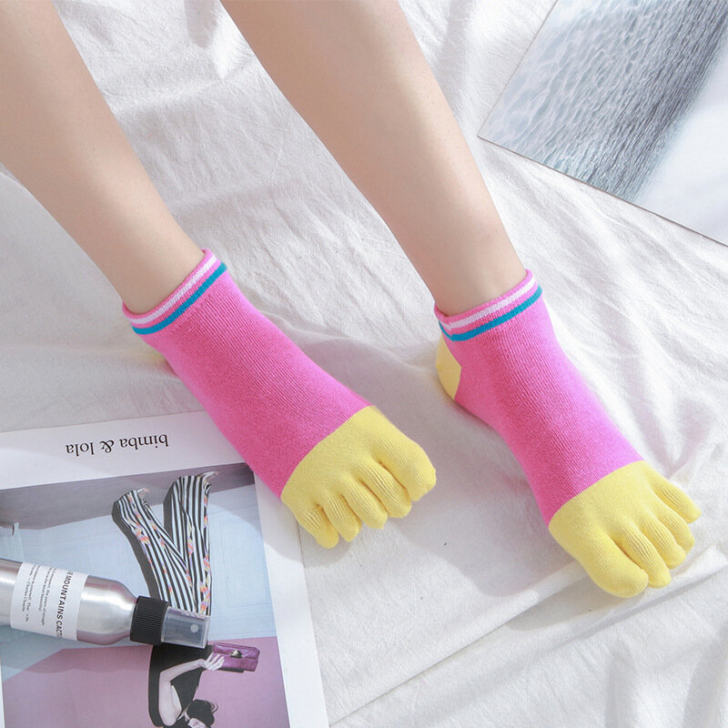 Nowe skarpetki damskie bawełniane pięć palców wzburzyć jednokolorowe skarpetki z palcami z 5 palcami krótkie dezodoranty skarpetki z palcami z palcami Soks Woman