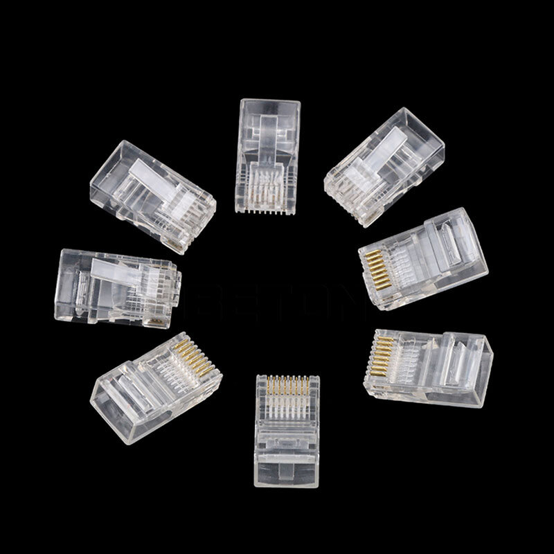 Conector de red para Cable de red Ethernet, Conector de módulo de enchufe de 20/50/100 piezas para UTP Cat5, Cat5e, RJ45, cabezas de cristal 8P8C