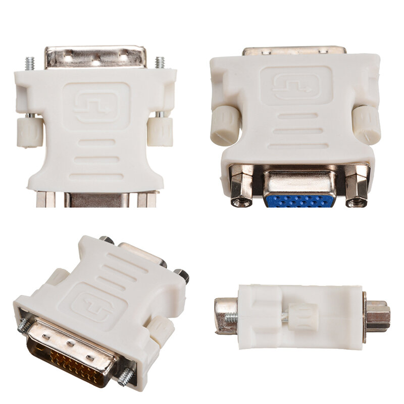 1pc Professional 24+1 Pin DVI-D To 15 Pin VGA Adapters White Male To Female Adapter Video Converter For PC Laptop 4.1X4cm