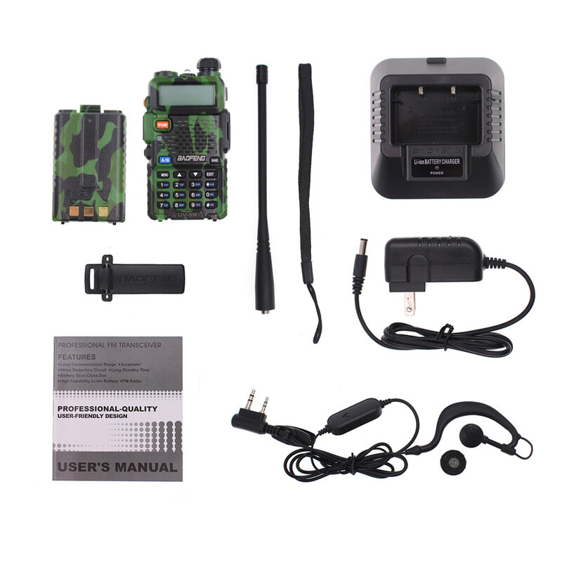 Baofeng-UV-5R Walkie Talkie portátil de longo alcance, UV Dual Band, Rádio CB, Transceptor FM, Rádio 2 Way, Armazém no Exterior, 5W