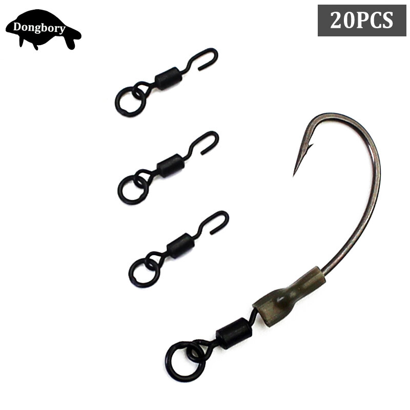 20Pcs Carp Fishing Accessories Spinner Swivels Quick Change Swivels for Ronnie Rigs  Rolling Swivel Carp Fishing Chod Rig Tackle