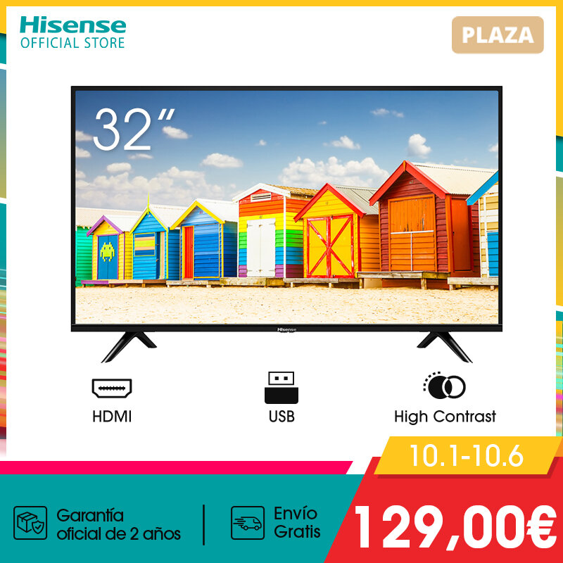 HISENSE H32B5100 ТВ СВЕТОДИОДНЫЙ 32 ''HD(1366*768), 2 HDMI, 1 USB, Salida Óptica, Audio DD +, Negro, Dolby