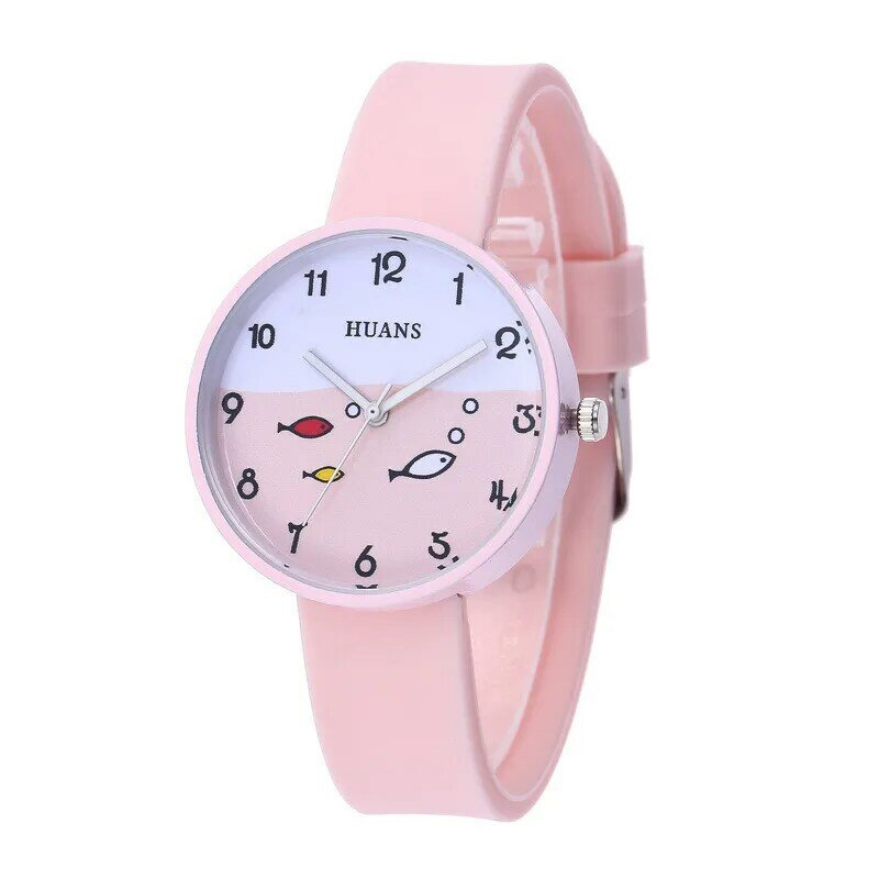 新シリコーンキャンディーカラーの学生時計ファッション魚腕時計漫画の子供クォーツ時計のためのbabysのギフト時計時間