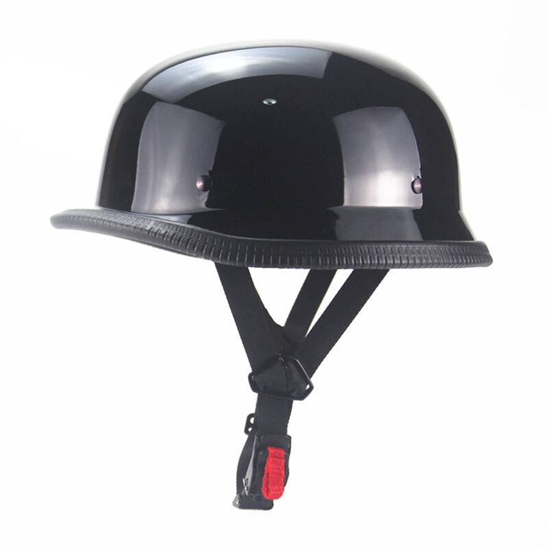 1X M/L/XL Vintage Motorcycle Cruiser Helmet Half Face German Helmet Motorcycle Helmet Bright Black Car-styling DOT