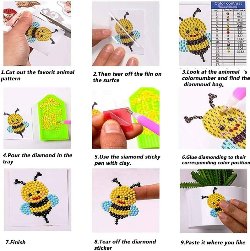 Easy Diamond Painting Sticker Kit per bambini Cartoon Stitch Diamond Mosaic Art Crafts Stickers by Numbers Kit for Children
