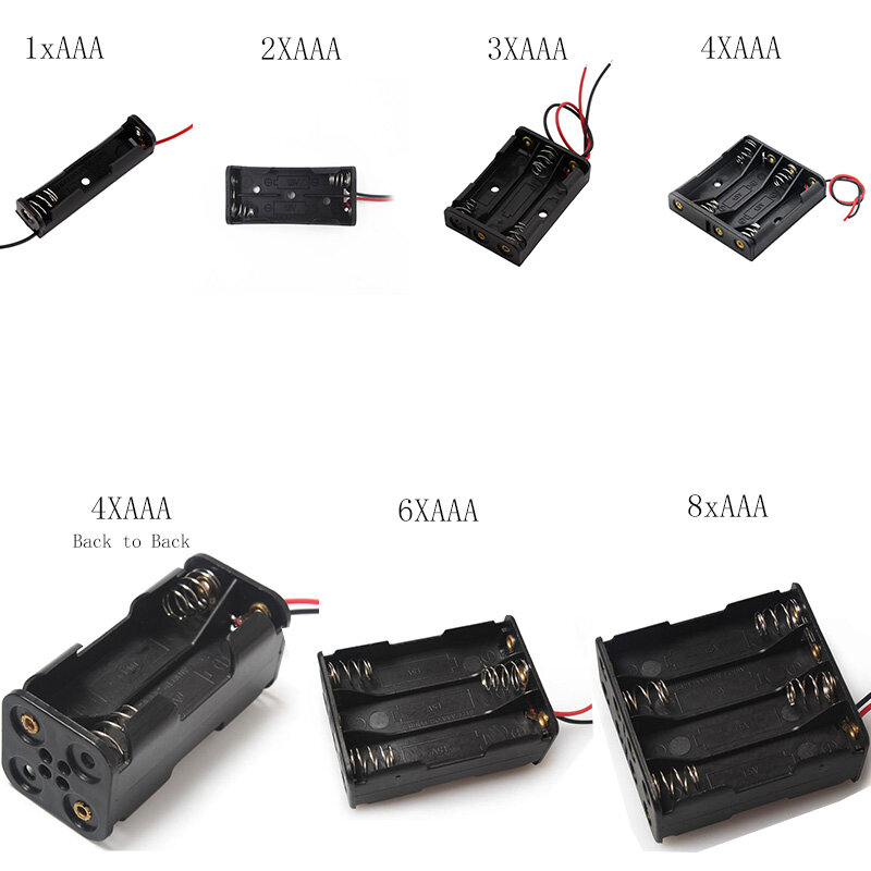 Diy novo 1 2 3 4 6 8 slots aaa caixa de caixa de bateria aaa suporte de bateria caso de armazenamento com fio de chumbo bateria recipiente de proteção