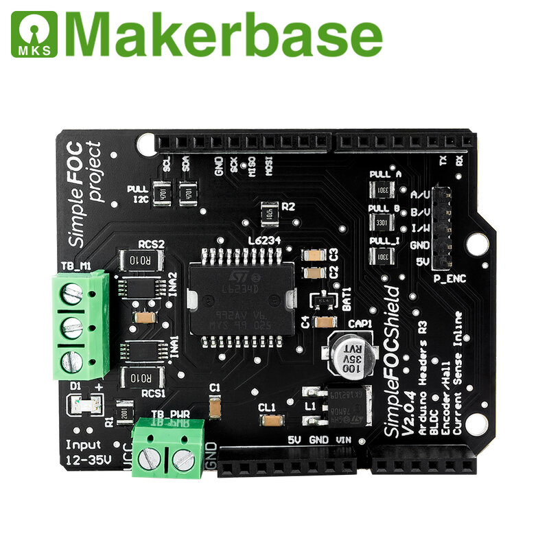 Makerbase simpsefoc perisai V2.0.4 FOC BLDC Motor papan pengontrol Arduino Servo