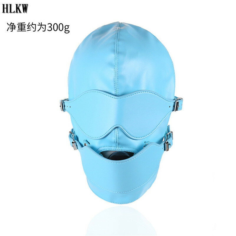 New Fetish Mask Bdsm Bondage Sexy Headgear Open Mouth Gag Blindfold Leather Restraint Hood Mask Sex Toys for Couples Adult Games