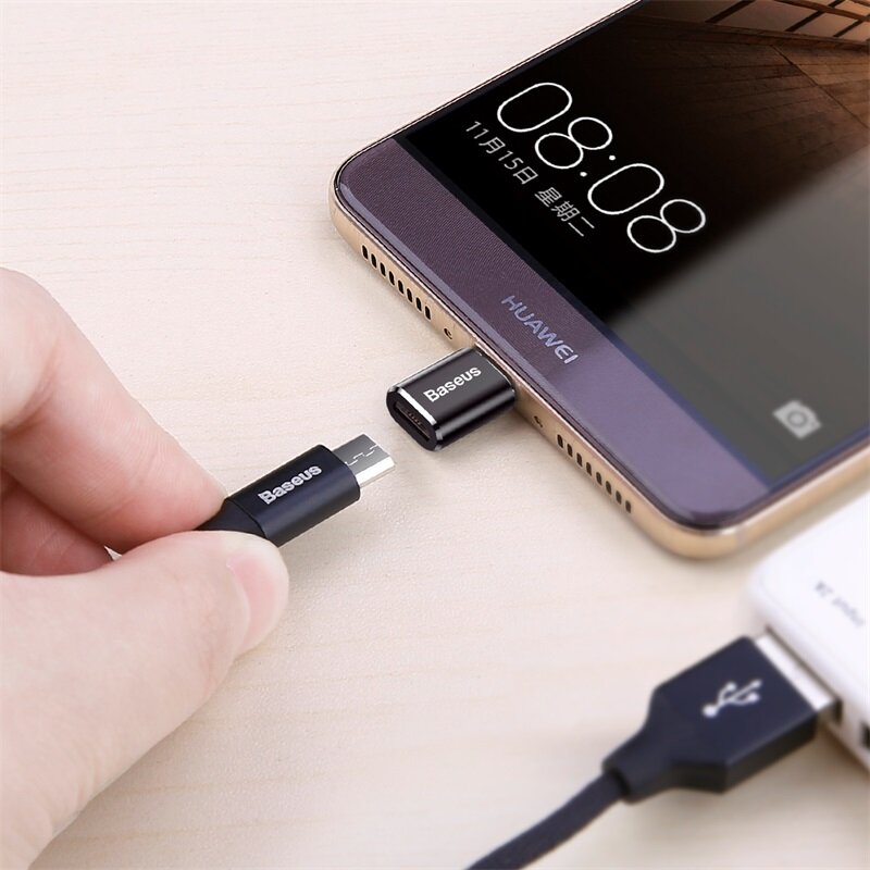 Baseus USB C타입 OTG 어댑터, USB USB-C 수 to 마이크로 USB C타입 암 컨버터, 맥북 삼성 S20 USBC OTG 커넥터용