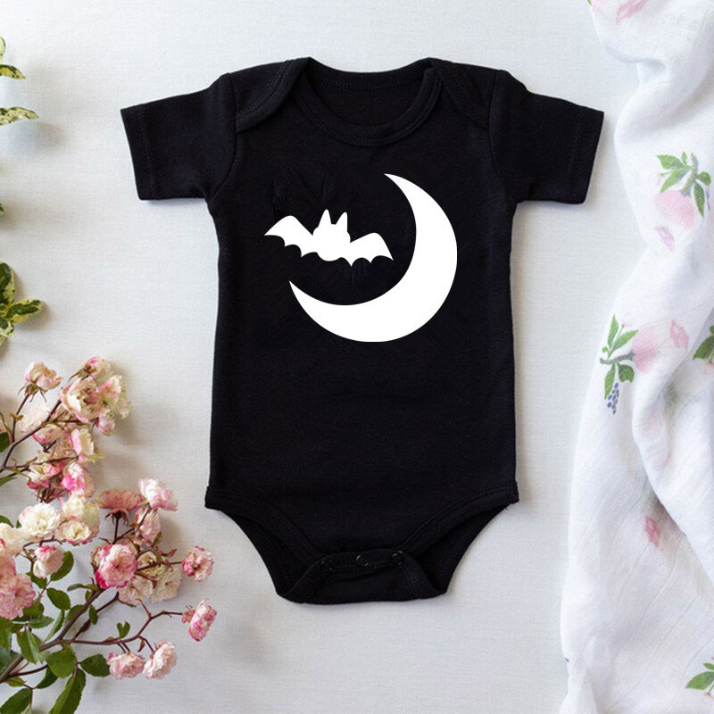 Summer Fashion Baby Halloween Costume One-piece Bodysuit Mommy and Daddy's Little Nightmare Print Baby Jumpsuit Clothes Outfits