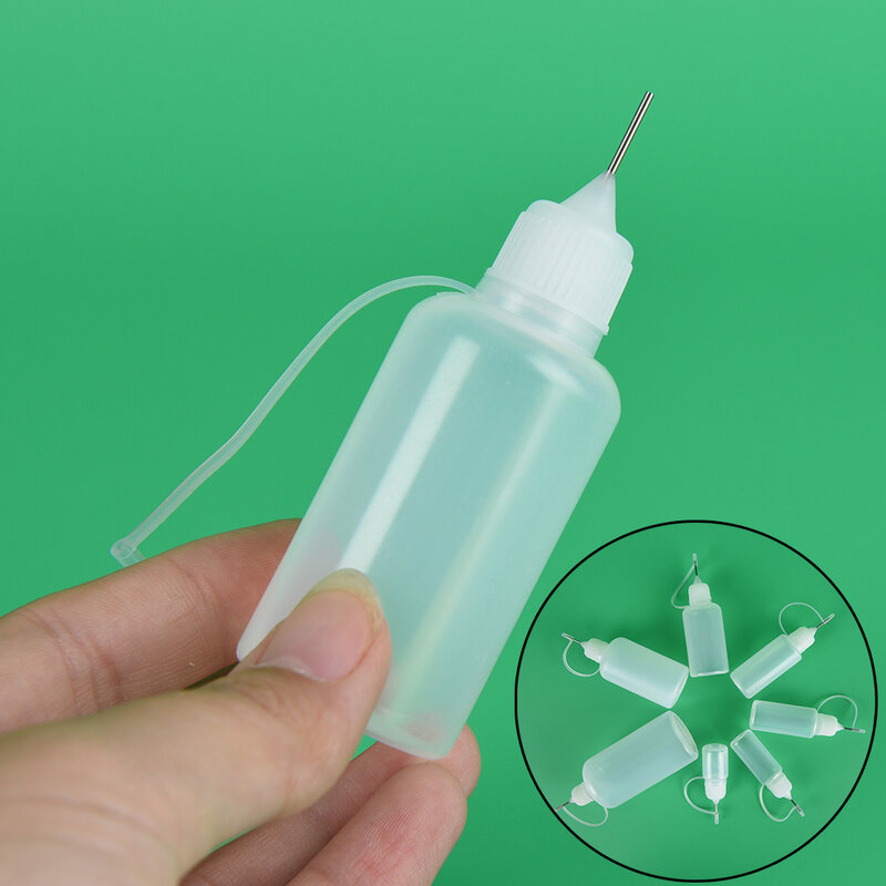 1pc Empty Squeezable Bottle Needle Tip 30ml Needle Squeeze Metal Needle Cap White Plastic Dropper Bottles