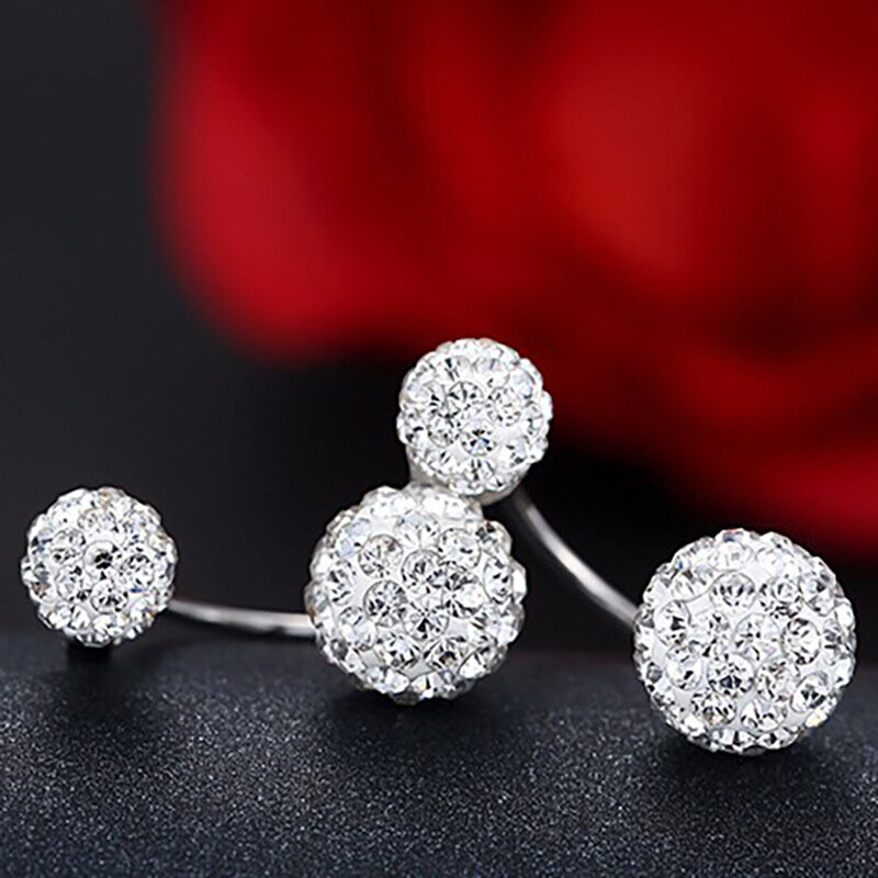 Promotion Shambhala Double Ball Design 925 Sterling Silver Ladies' Stud Earrings For Women Jewelry Birthday Gift Oorbellen