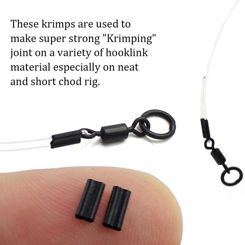 50pcs KRIMPS per la pesca alla carpa per trecce con rivestimento rigido Mono Leader Crimps 0.6 o 0.7mm per Chod Hair Rigs attrezzature per impianti di perforazione di rame