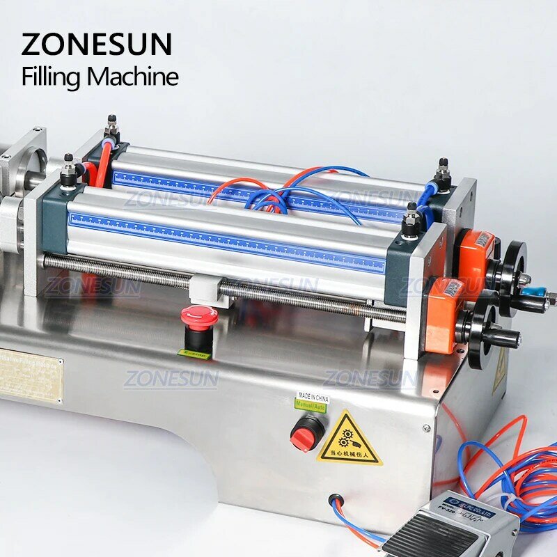ZONESUN Fully Pneumatic Liquid Filling Machine 2 Heads Filler Dispenser Beverage Juice Food Cosmetics Packaging Quantitative