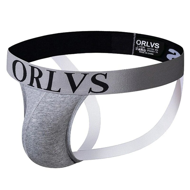 ORLVS-Calzoncillos tipo tanga para hombre, ropa interior sexy, suspensorio, de algodón, malla, gay