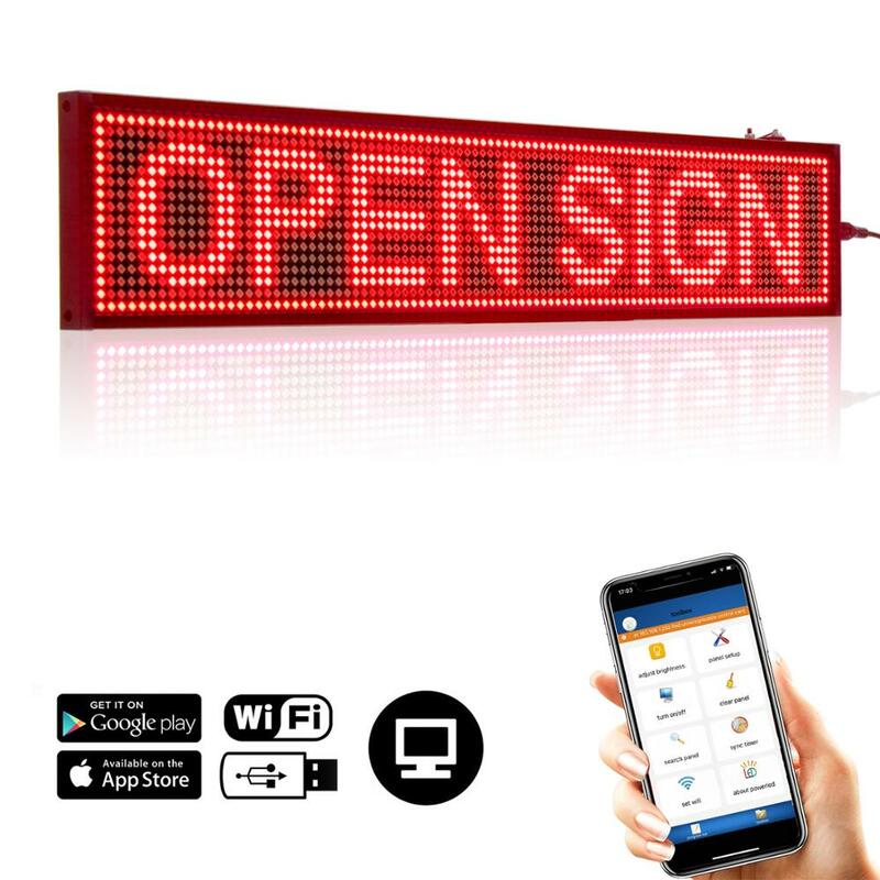 Placa de exibição de led sem fio p5, para celular, telefone móvel, wi-fi, programável, rolagem de mensagem, com led, led vermelho, vários idiomas