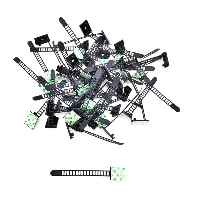 50pcs/lot Self-Adhesive Adjustable Wire Cable Ties Clamps Fix Arrange Sticker Clips
