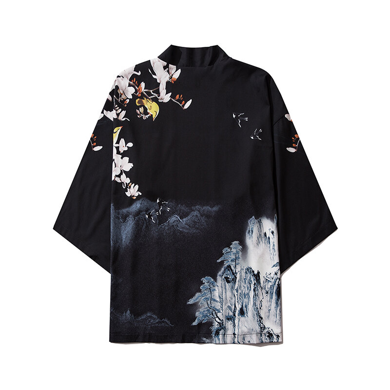 Kimono Harajuku de estilo japonés chino para hombre y mujer, cárdigan de moda urbana, blusa, ropa asiática Haori Obi, 2020