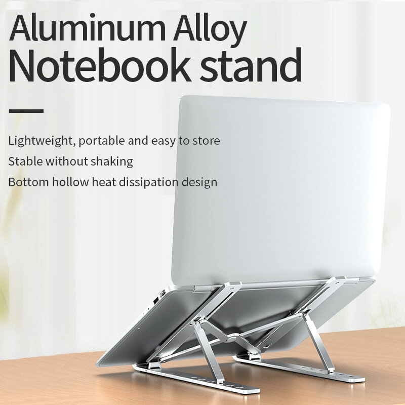 Suporte dobrável portátil de alumínio portátil, Base de suporte ajustável para laptops, Compatível com 10 a 15,6 polegadas Notebook