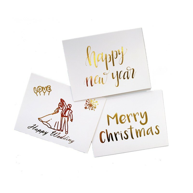 Mini tarjeta de agradecimiento dorada de diseño simple, álbum de recortes, tarjeta de felicitación de invitación de fiesta, tarjetas de mensaje de regalo de cumpleaños, 40 piezas por lote